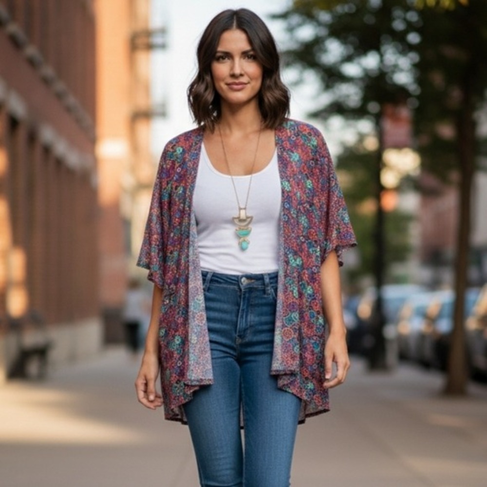 LuLaRoe‎ Lindsay 3/4 Sleeve Kimono Style Wrap Woman's Small
